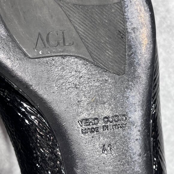 AGL Loafers Womens 11 US Black Patent Leather Pointed Toe Shoe Flats Business - Picture 10 of 16